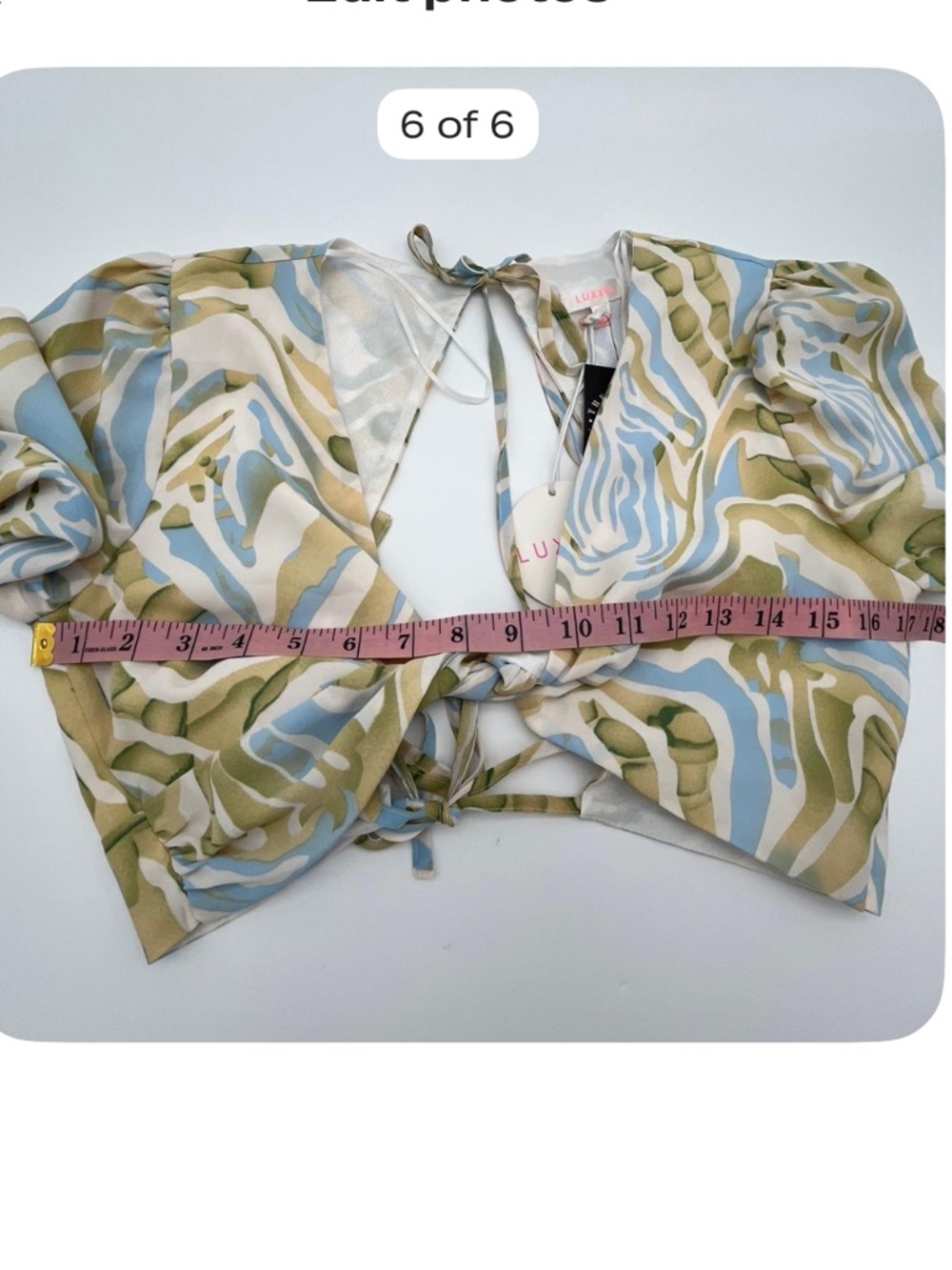 SET Flowy long sleeve crop top open back & matching shorts. Small Resortwear NWT - Picture 4 of 8